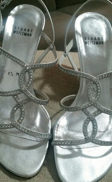 Stuart Weitzman Rhinestone Silver Sandals - Picture 7 of 8